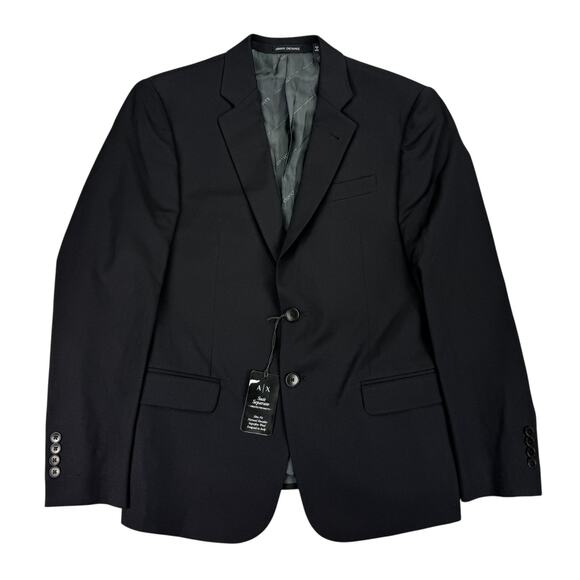 Armani Exchange Mens Slim Fit Solid Wool Blend Suit Jacket Black 38S - Picture 1 of 6